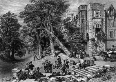 Destruction of the Property of Royalists, Engraved by R. Wallis, c.1860s by George Cattermole